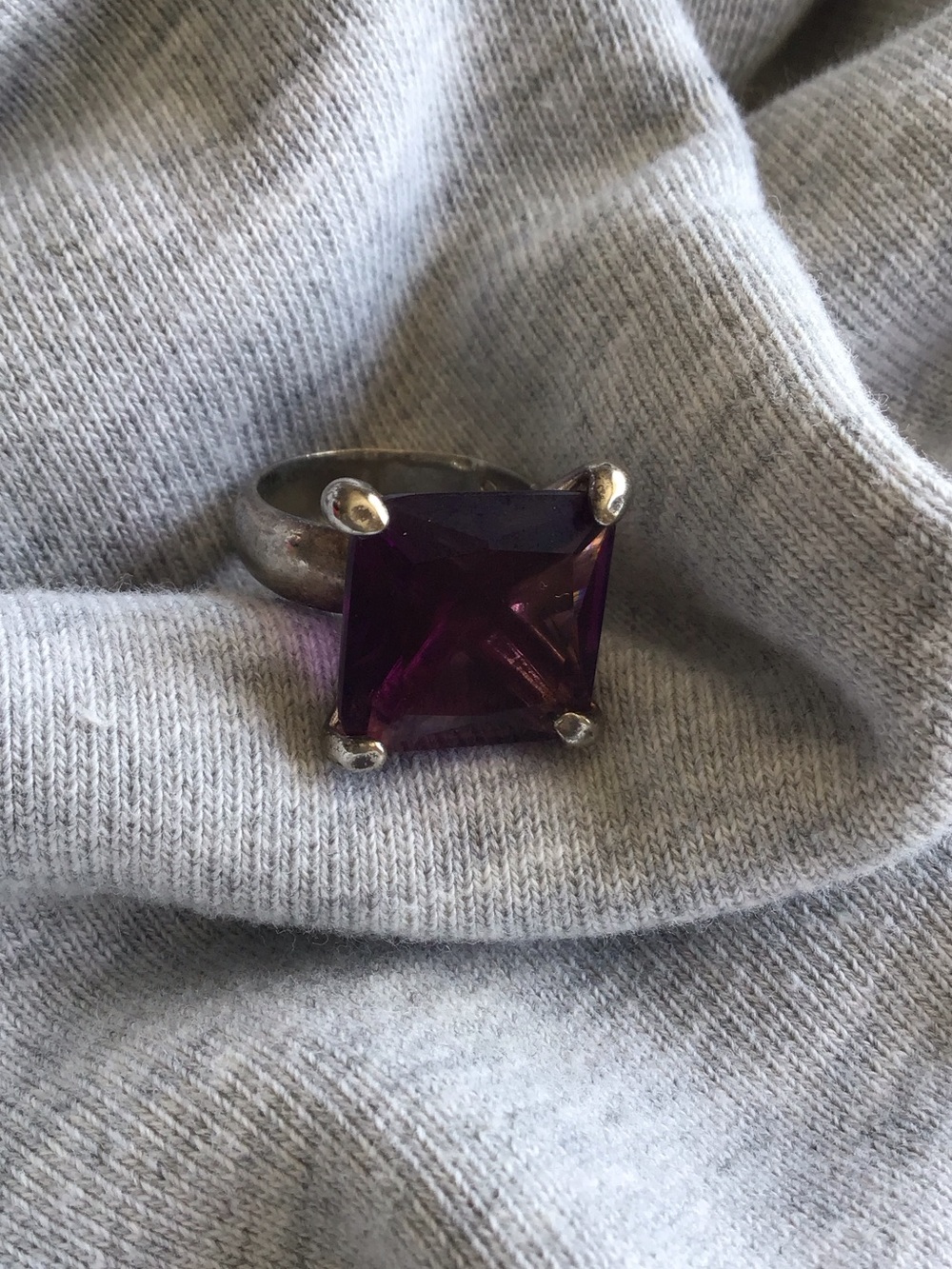 Statement Ring with Square Purple Gem costume jewelry Claire’s appx size 9